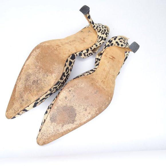Manolo Blahnik Carolyne Slingback Pump Leopard 37 - Picture 7 of 10